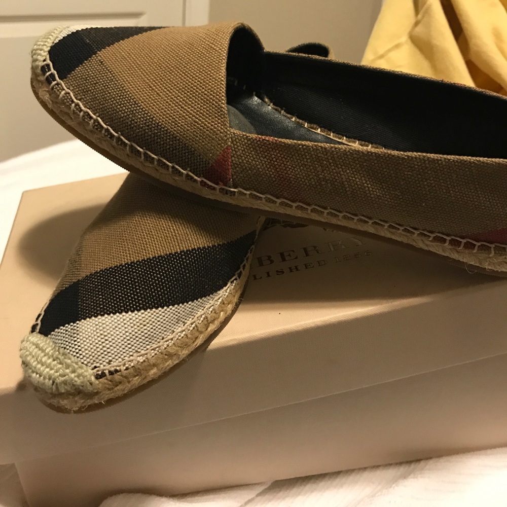 Burberry Tan Black Cream Check Espadrilles